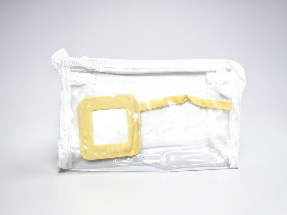 See Through Zipper Cosmetic Bag with Mirror & White Trim - Travel & Makeup Organizer
