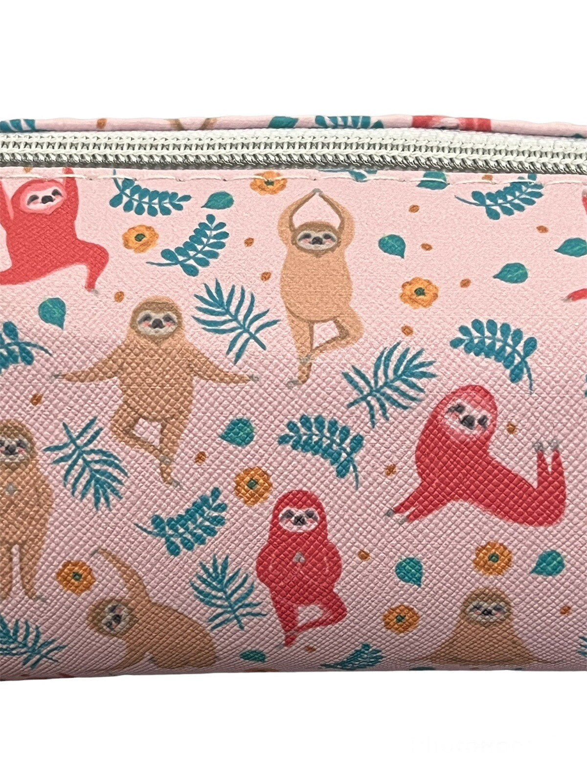 Pink Sloth Tree Cosmetic Makeup Travel Bag Pencil Case