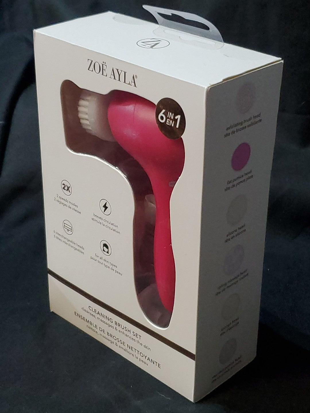 Electric Facial Cleansing Brush Set - 6-in-1 Pink Skin Care System