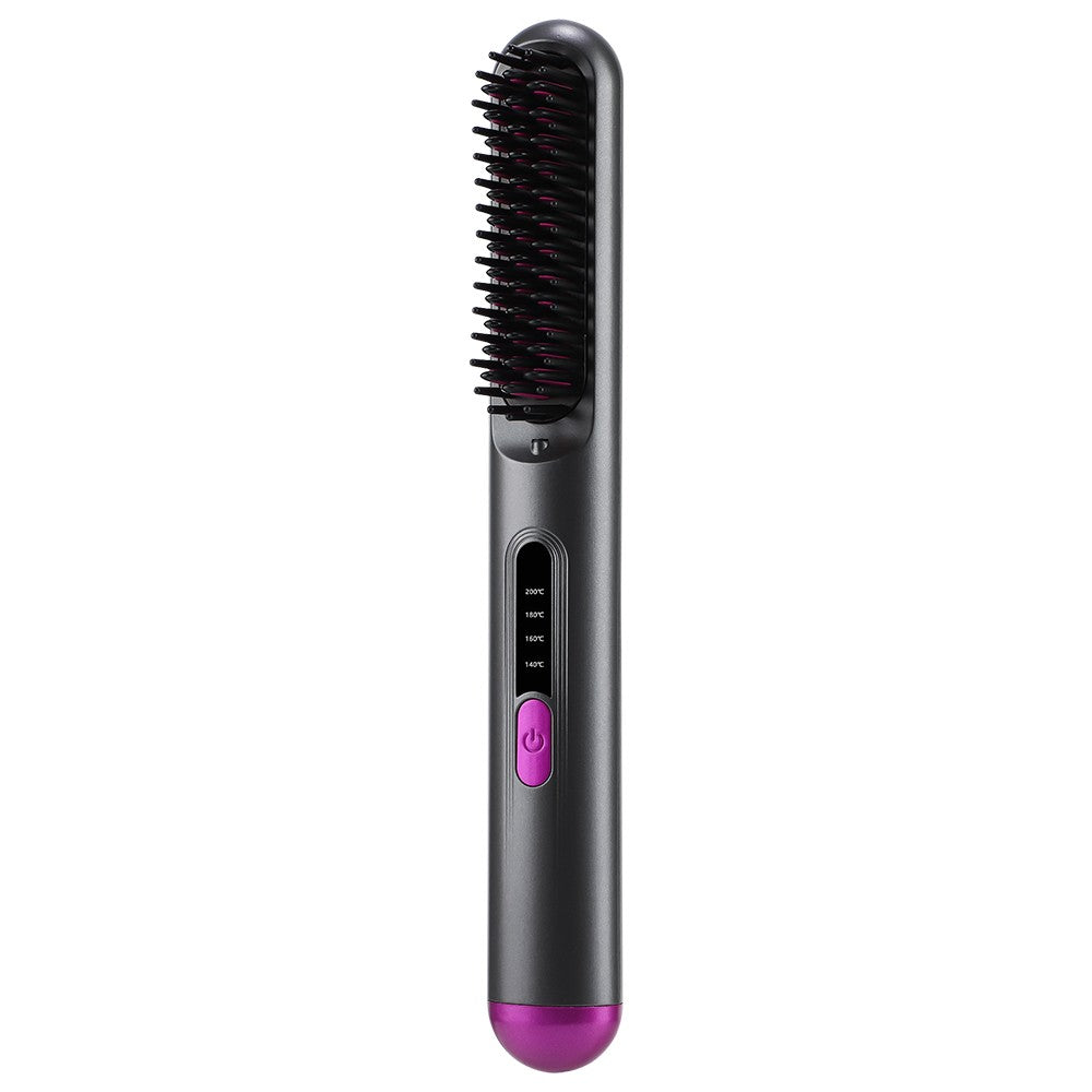 Portable USB Rechargeable Hair Straightening Comb with 4 Heat Levels