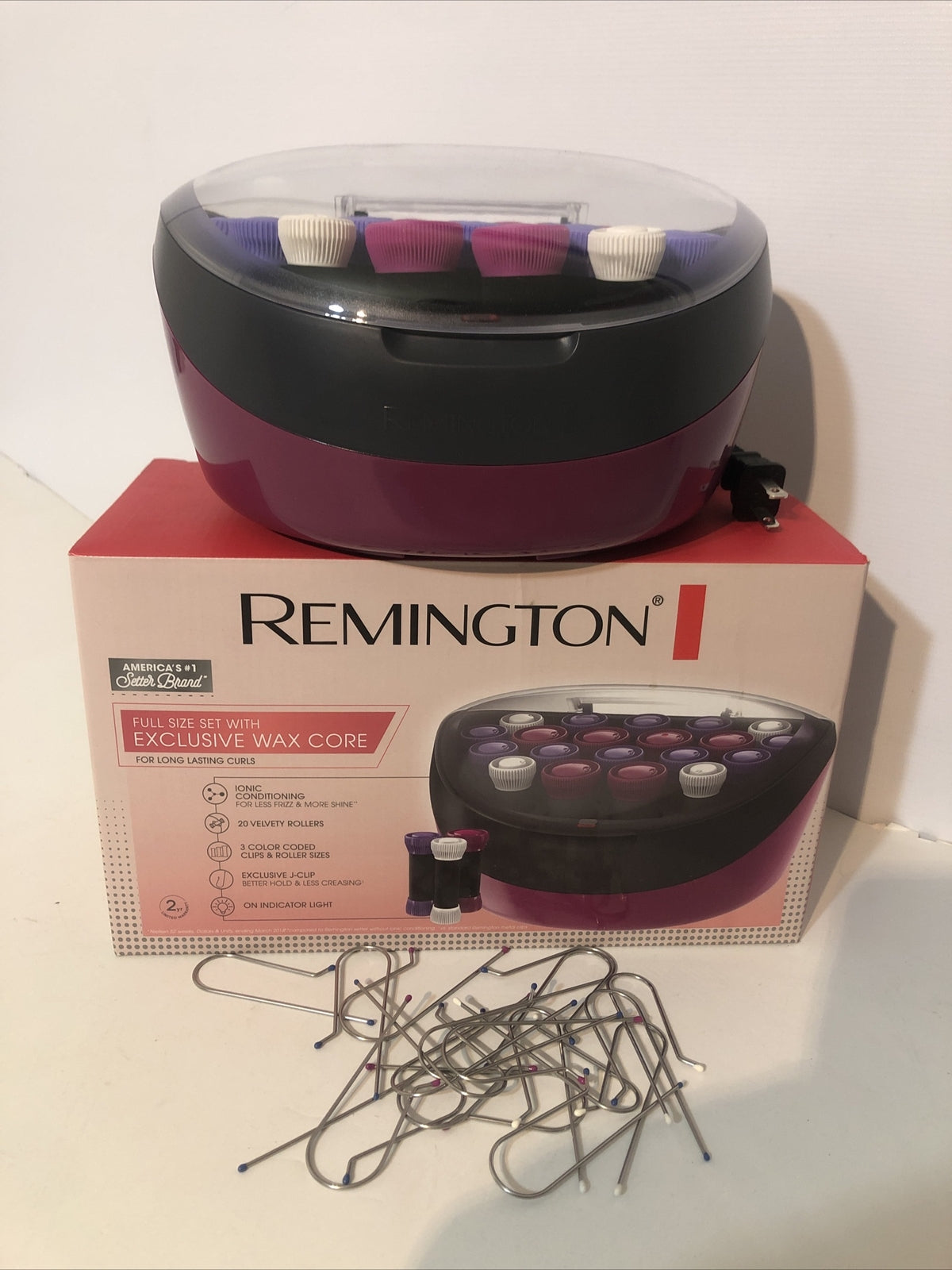 Remington Ionic Hot Roller Set with Wax Core and Clips - Long-Lasting Curls