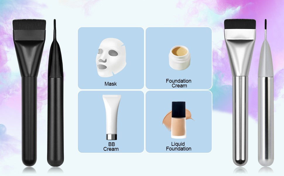 Flat Foundation Brush for Makeup & Facial Masks - 2 Pcs