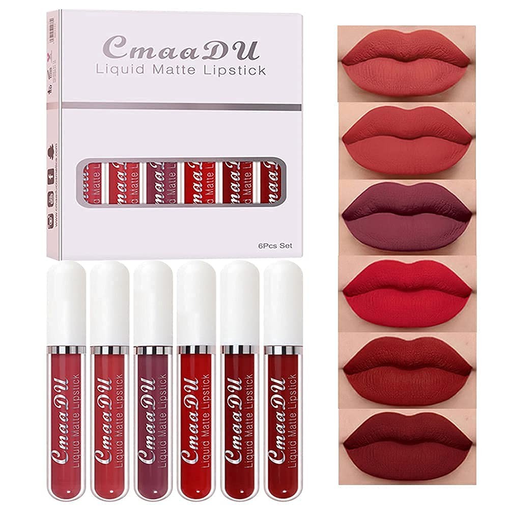 Long-Lasting Matte Lipstick Set - 6 Colors, 24H Wear, Natural Formula