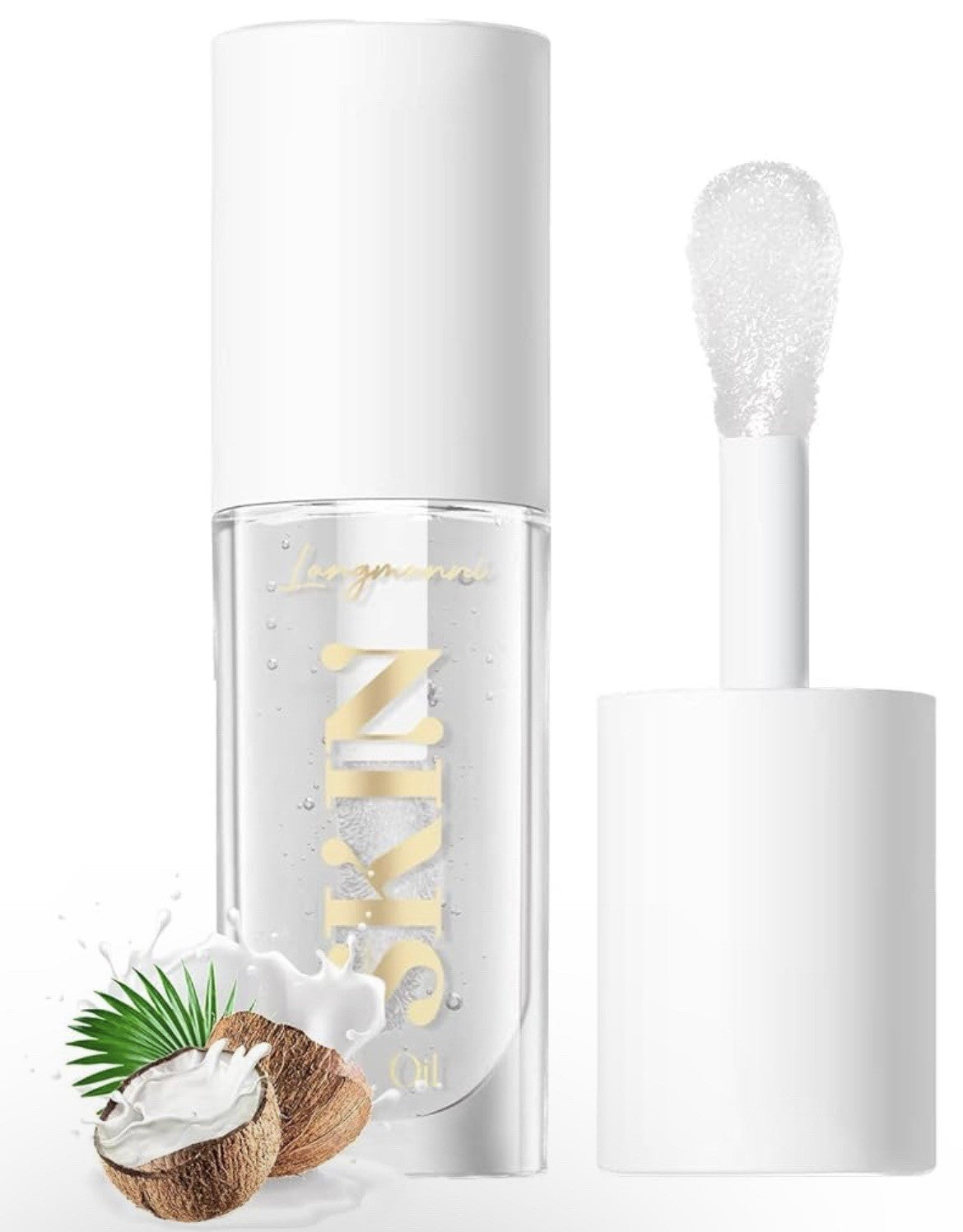 Langmanni Lip Gloss Oil No-Sticky Lip Oil Set - Strawberry & Coconut Flavors