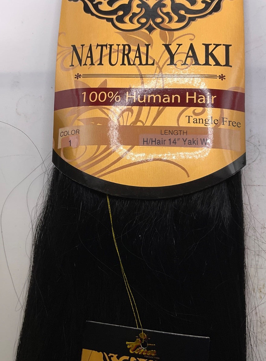 Natural Yaki Human Hair Extensions 14 Inches - Seamless Blend