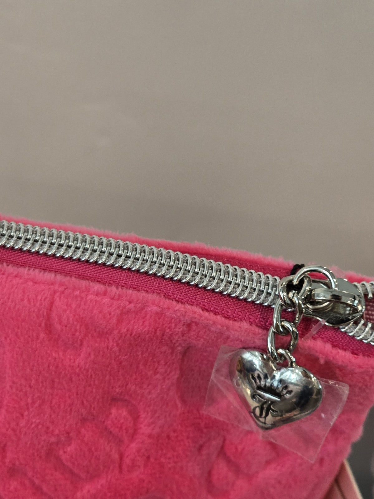 Pink Velour Travel Cosmetic Bag with Toiletry Bottle - Juicy Couture