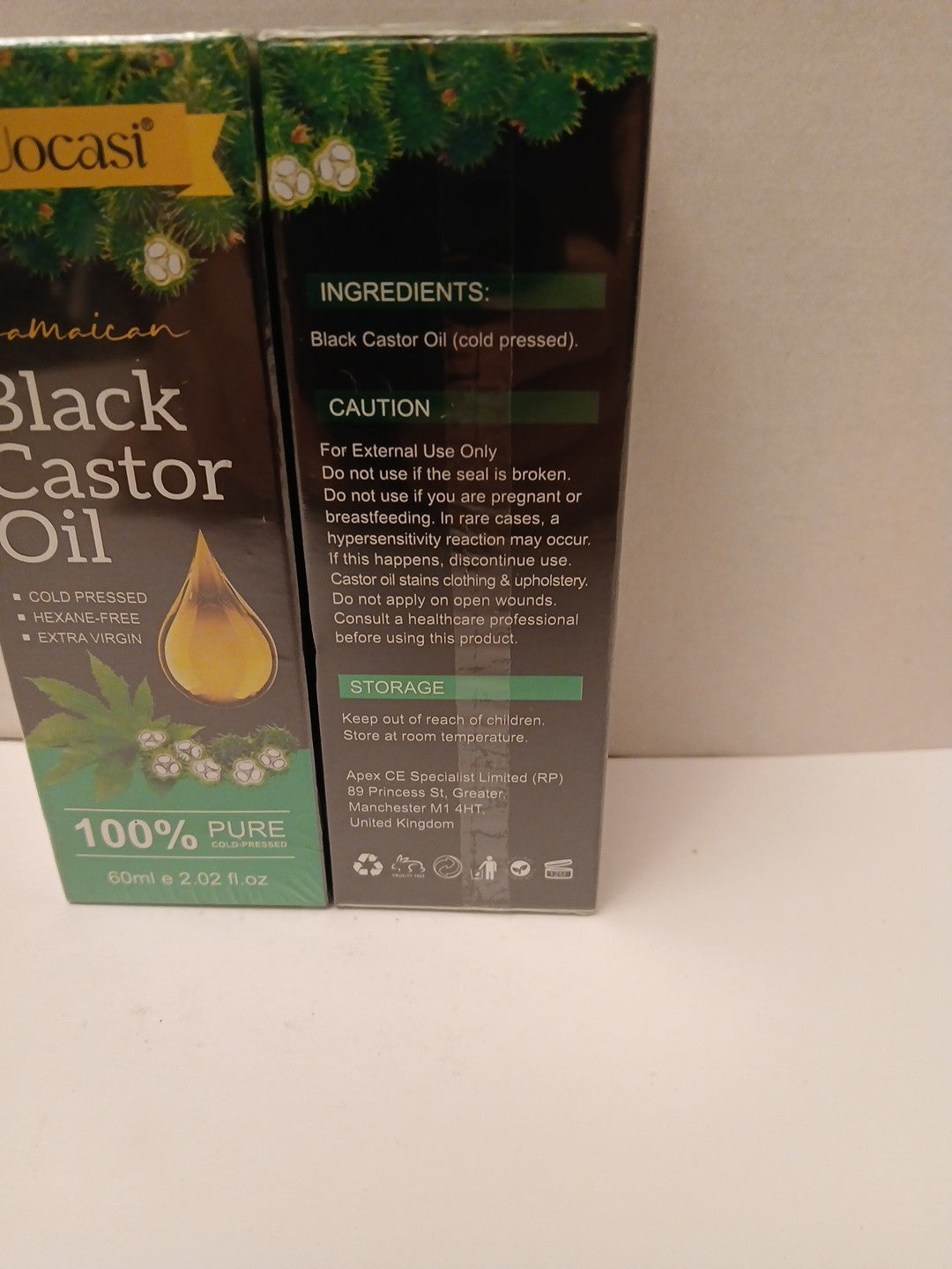 Jamaican Black Castor Oil - Organic Cold Pressed Moisturizer for Hair & Skin - 2 Fl Oz Each (Set of 2)