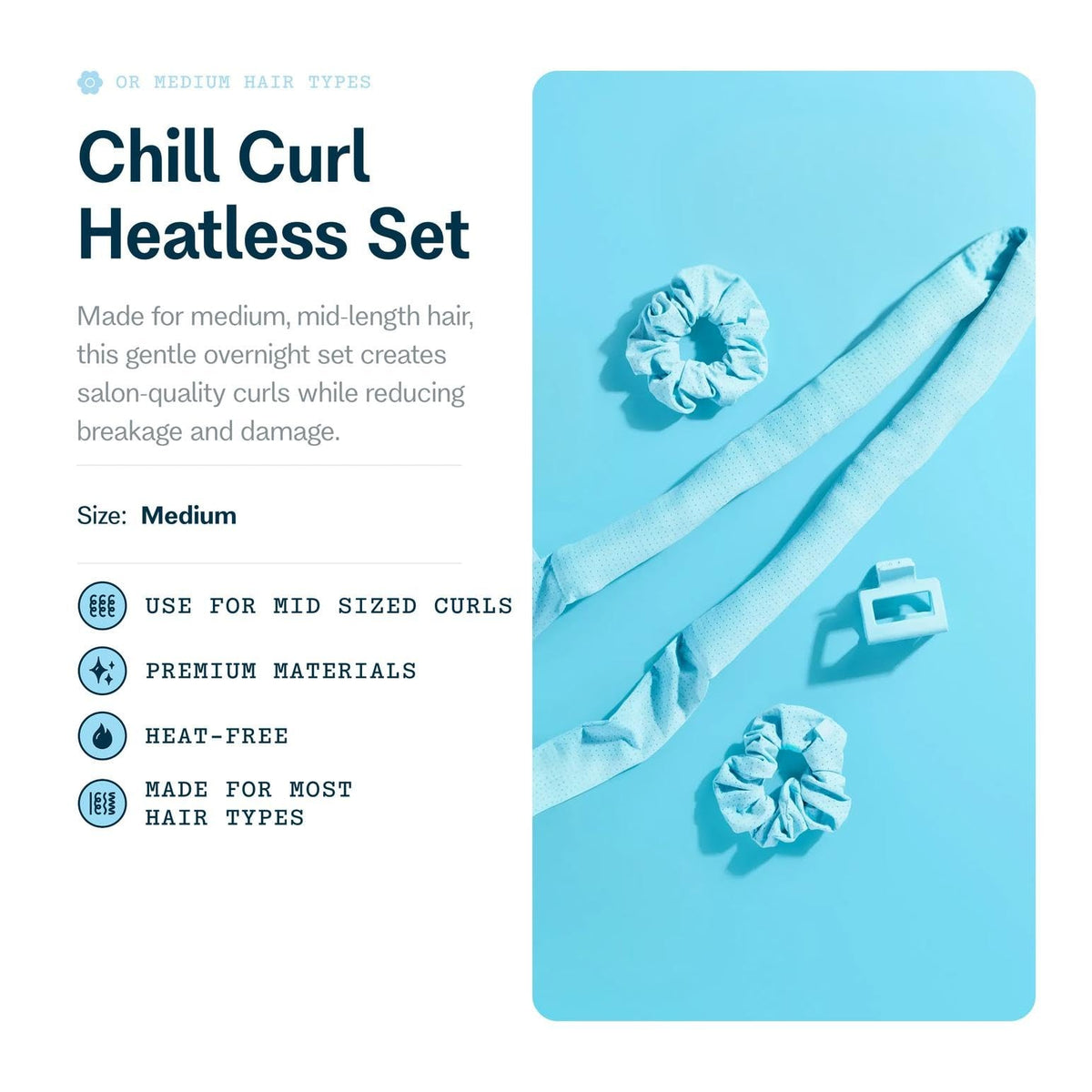 Gimme Beauty Chill Curl Heatless Styling Set - 4‑Count Blue