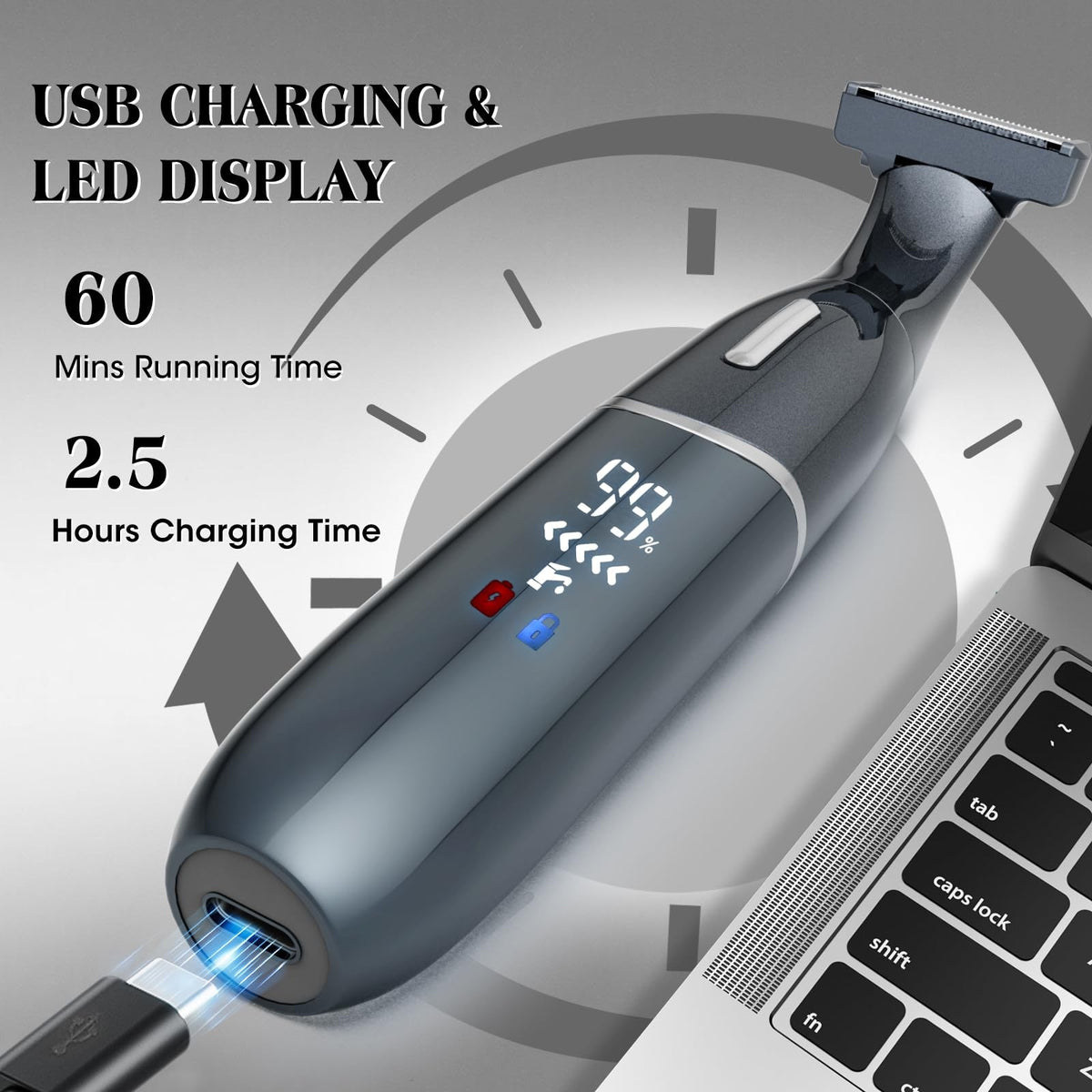 Men's Ball Trimmer for Body & Groin, 6-in-1 Electric Grooming Kit