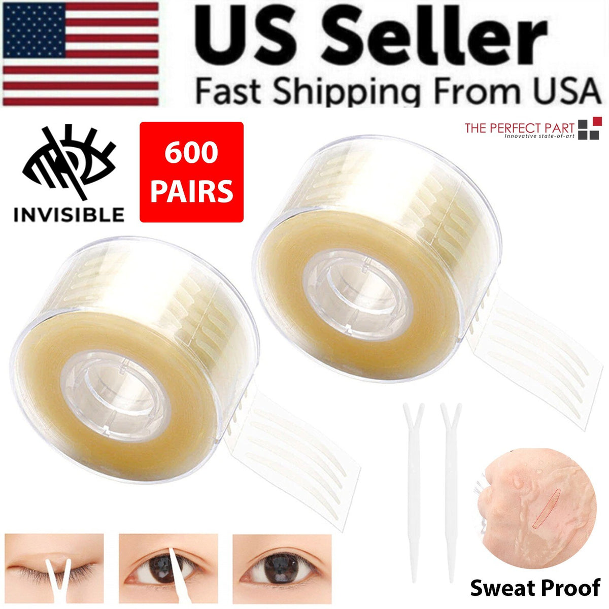 1200 Pairs Invisible Double Eyelid Tape Strips for Natural Lift & Enhancement