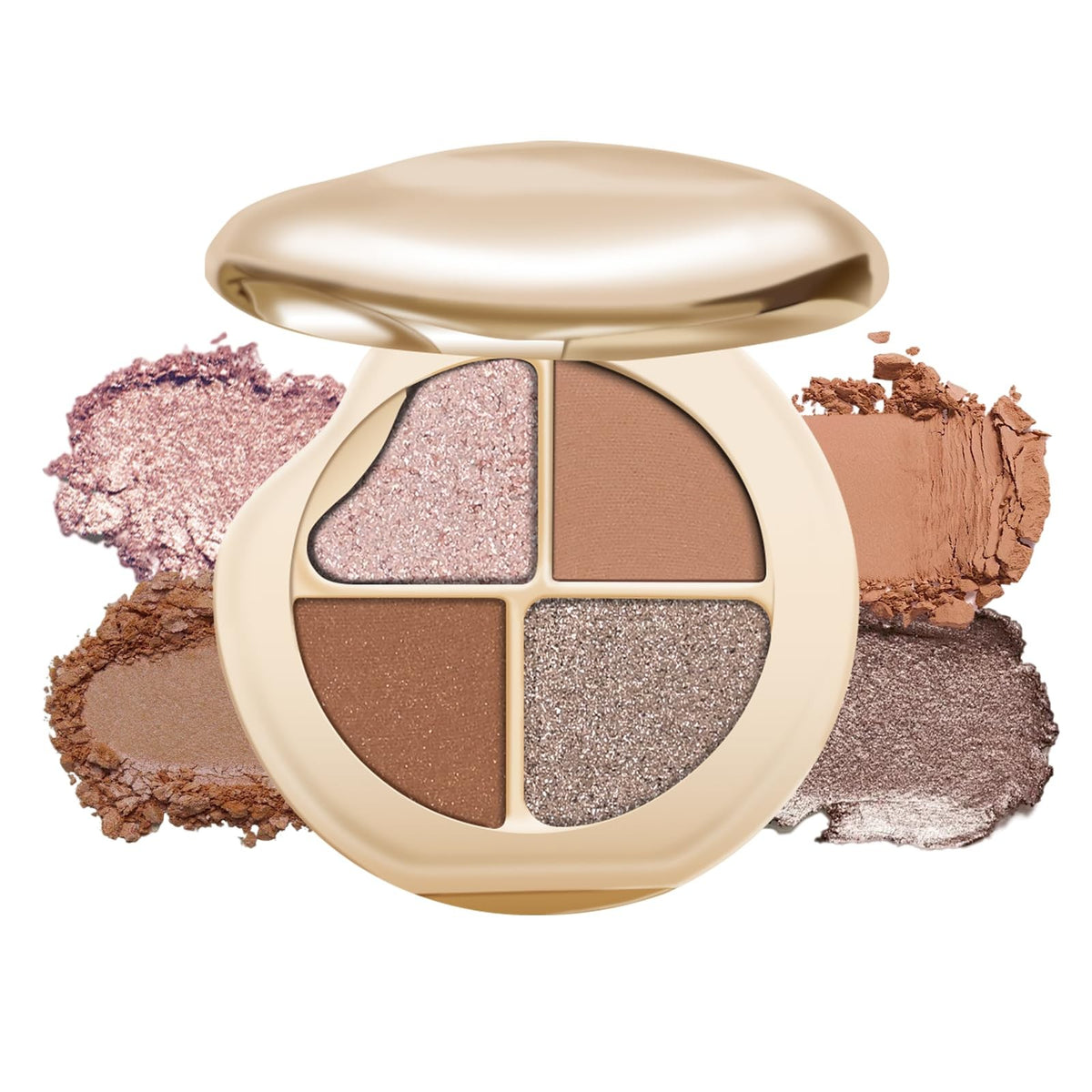 High Pigment Neutral Brown Eyeshadow Palette - 4 Color Matte & Pearl Shades