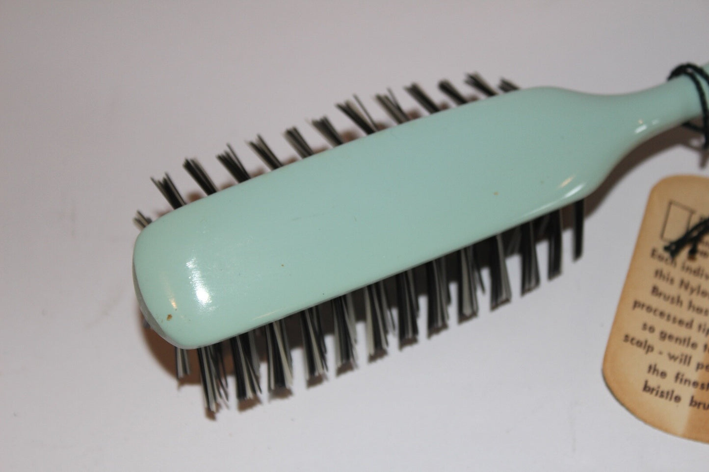 Vintage Blue Round Bristle Hair Brush with Dupont Nylon Tips - 7.5 Inch