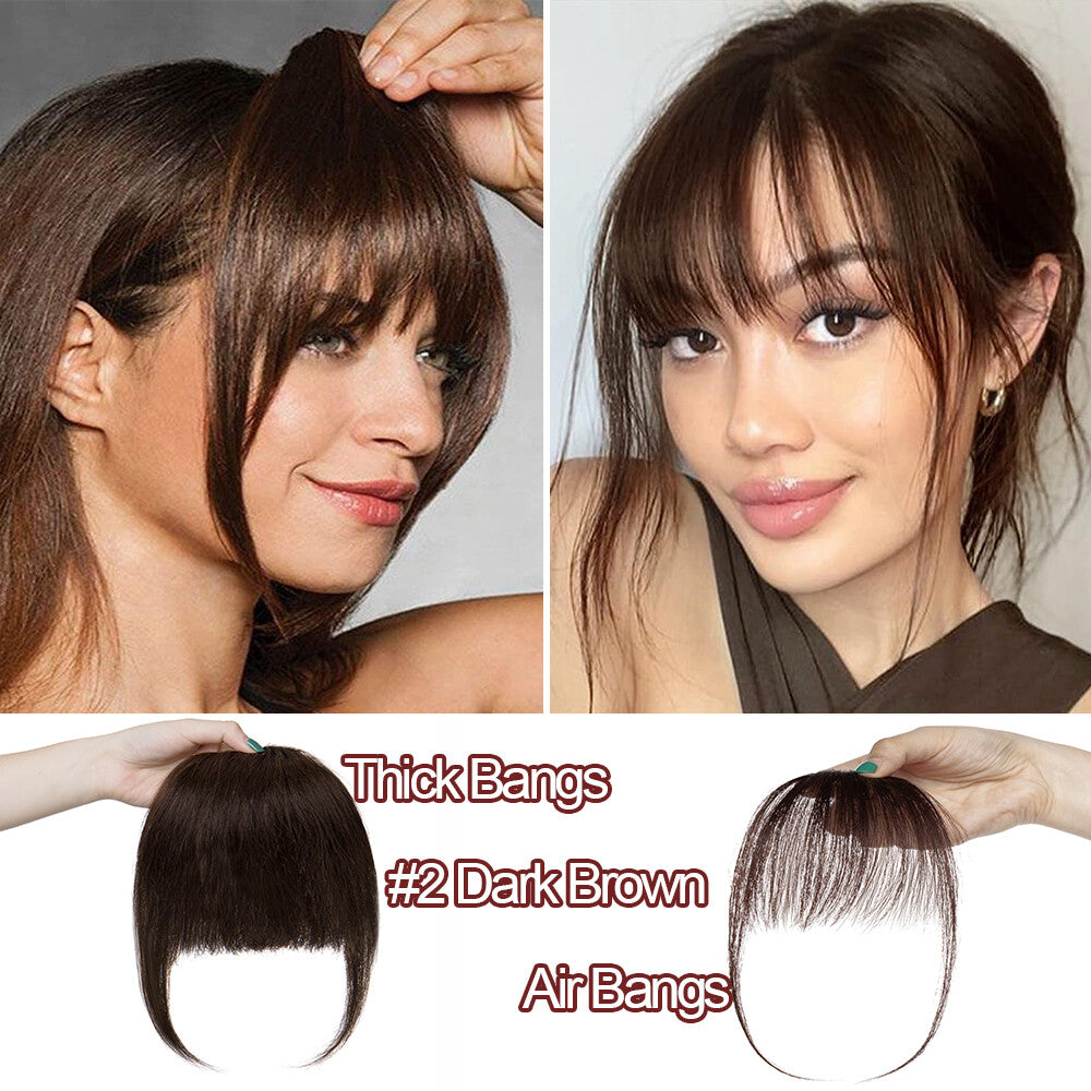 Clip-In Human Hair Bangs Extensions for Customizable Hairstyles