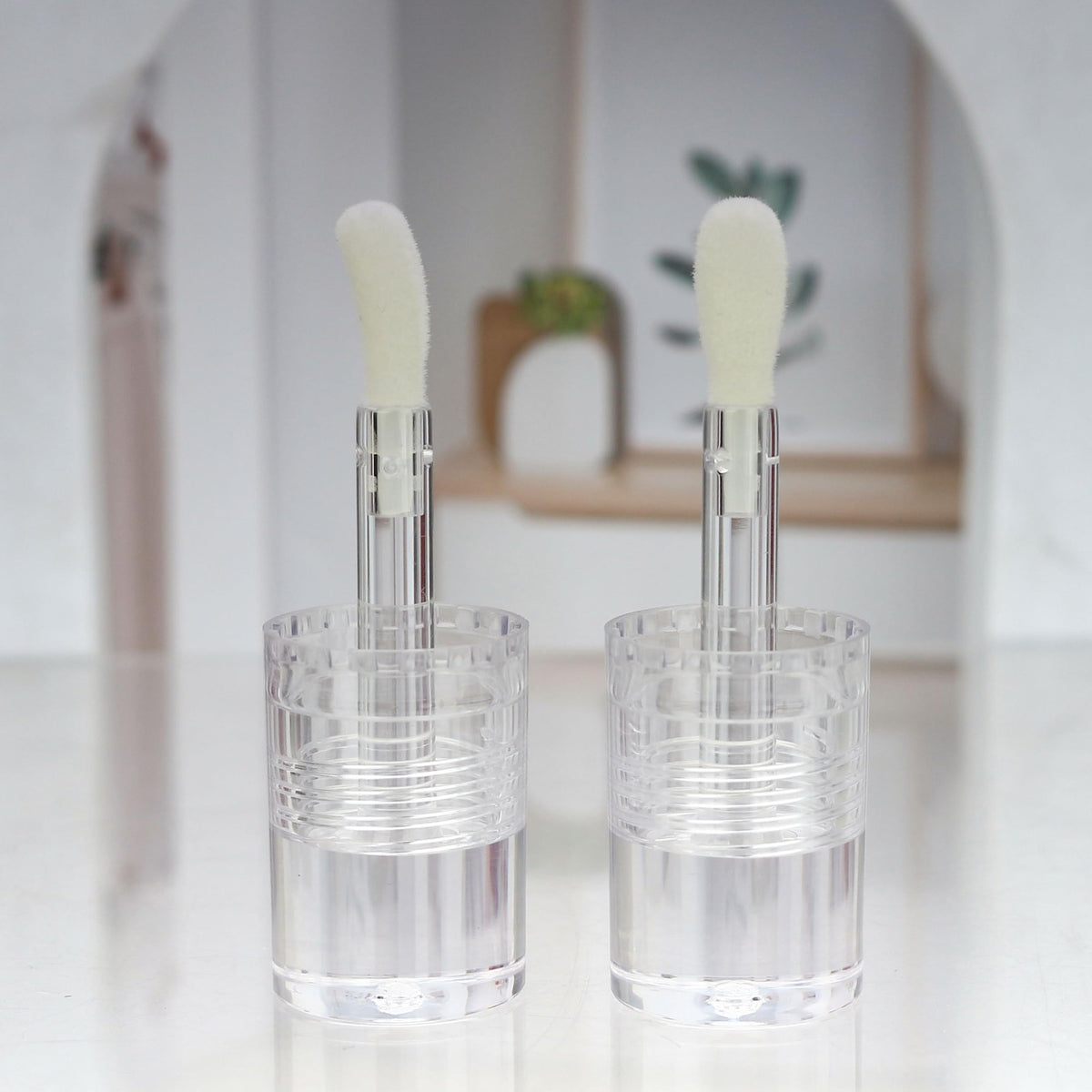 14 Pack 6ml Lip Gloss Tubes with Big Doe Foot Wand - DIY Refillable Clear & Pink