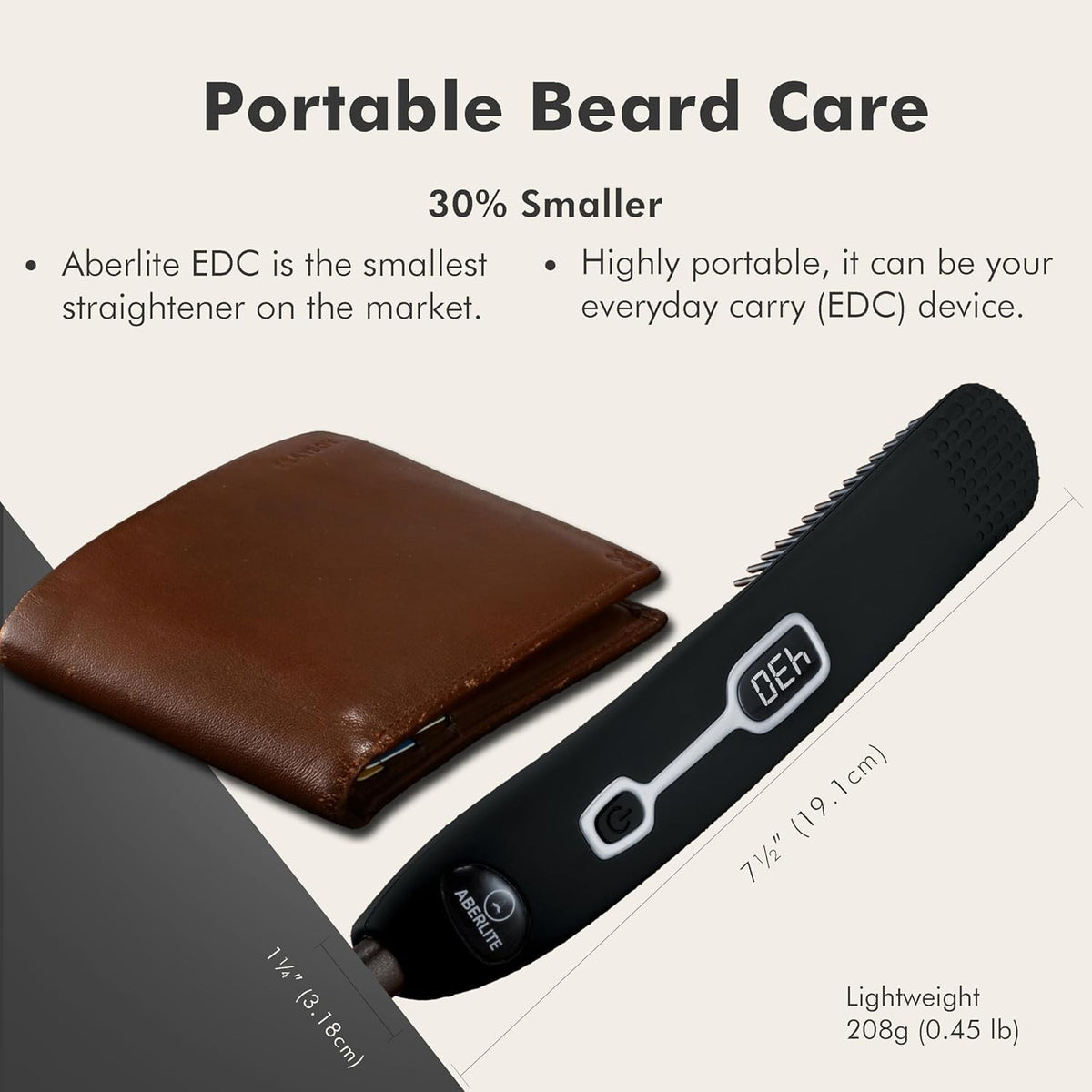 Heated Beard Straightening Brush for Men - Portable Ceramic Grooming Tool