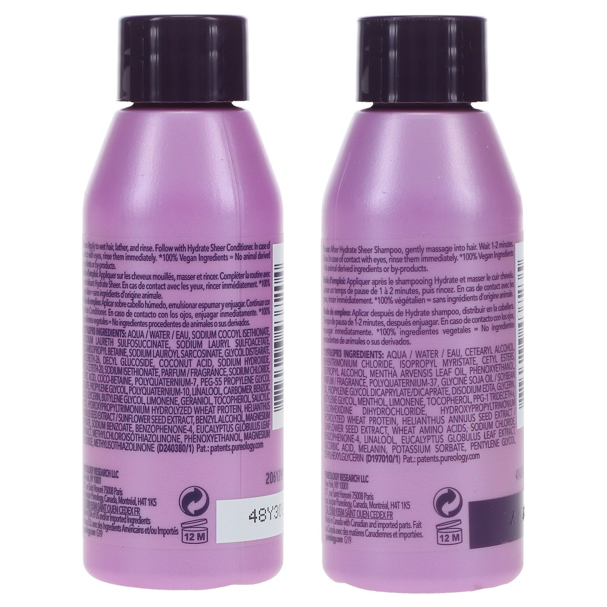 Pureology Hydrate Sheer Shampoo & Conditioner Set 1.7 oz Vegan Hair Care