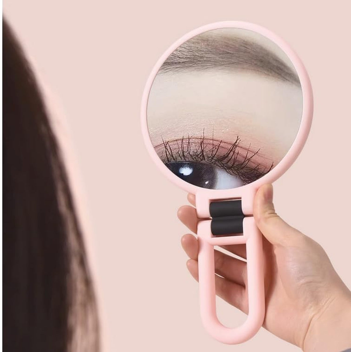 15X Magnifying Handheld Travel Mirror with Handle - Double Sided Folding