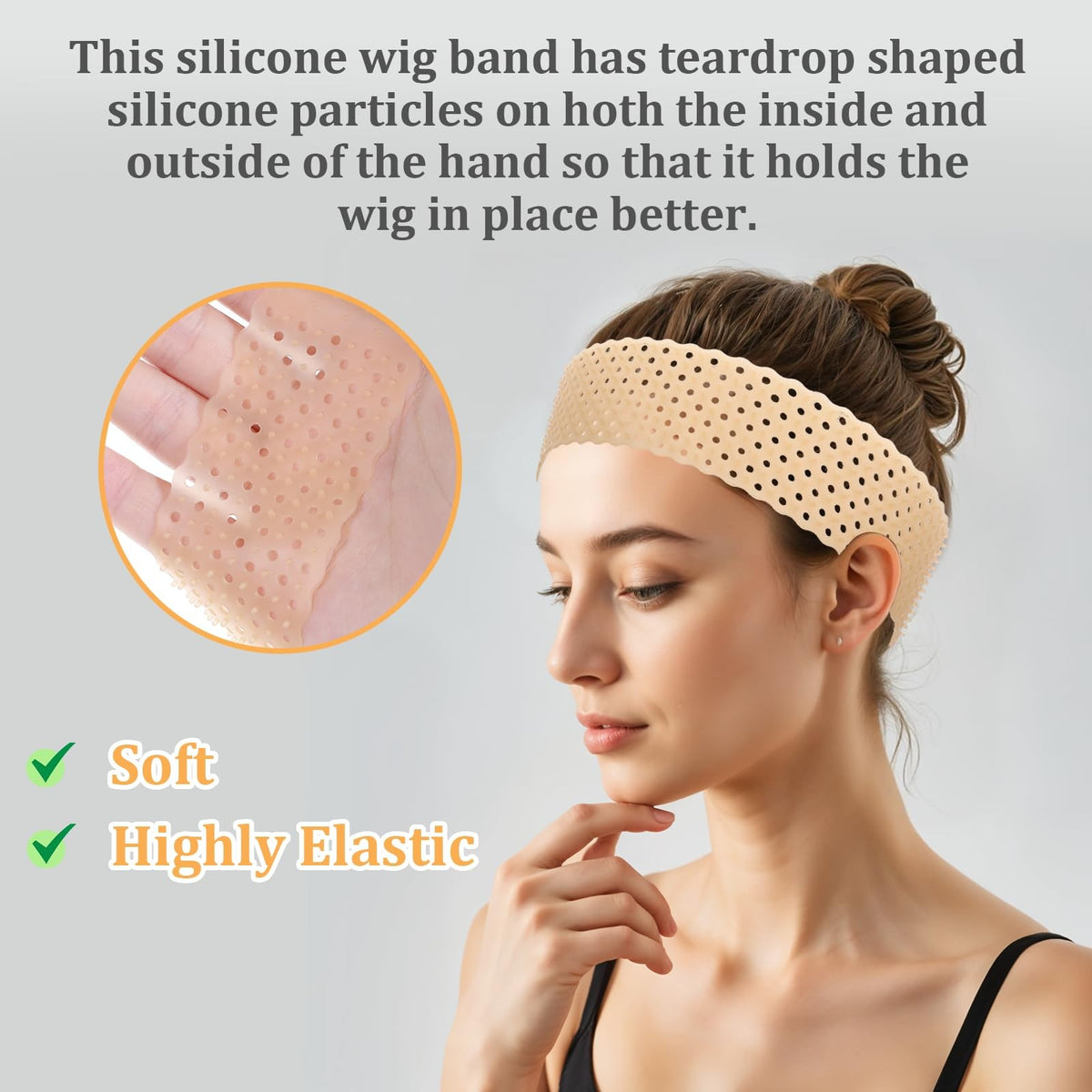 TIESOME 2pcs Adjustable Silicone Wig Grip Band, 1 Count (Pack of 2),