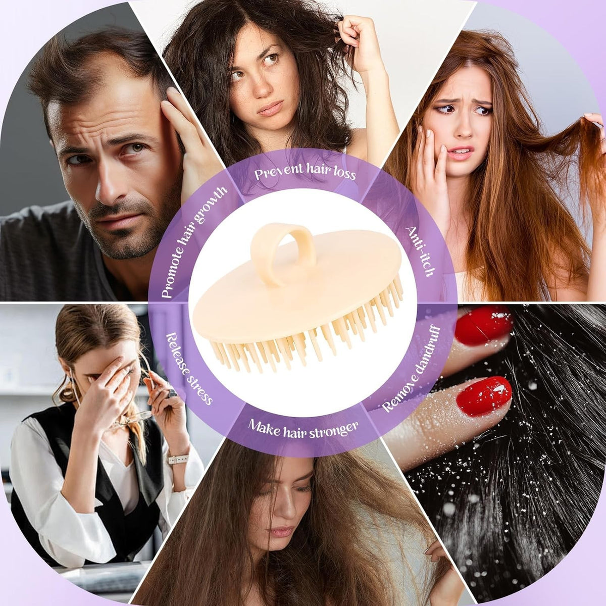 Scalp Exfoliating Brush Set for Hair Health & Dandruff Relief - 4 Colors