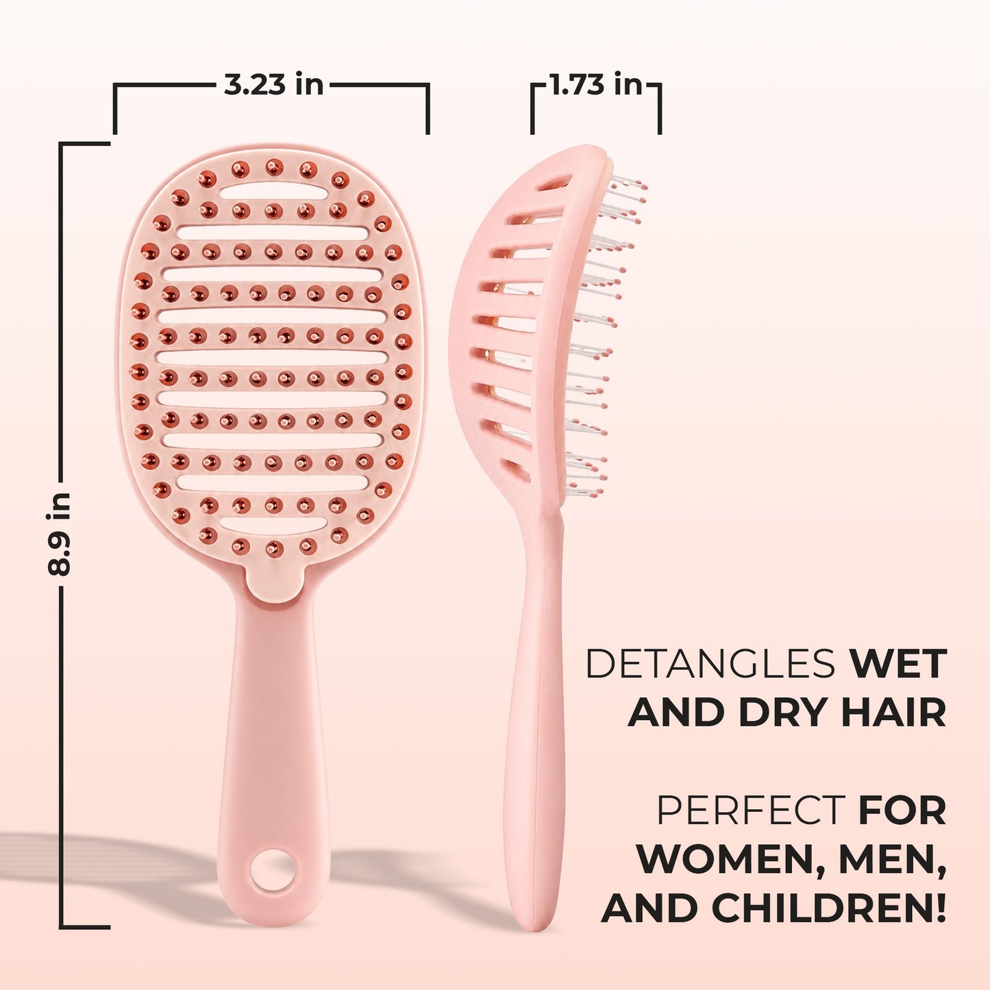 Set of 3 Detangler Hair Brushes Wet & Dry - Pink, Purple, Cream