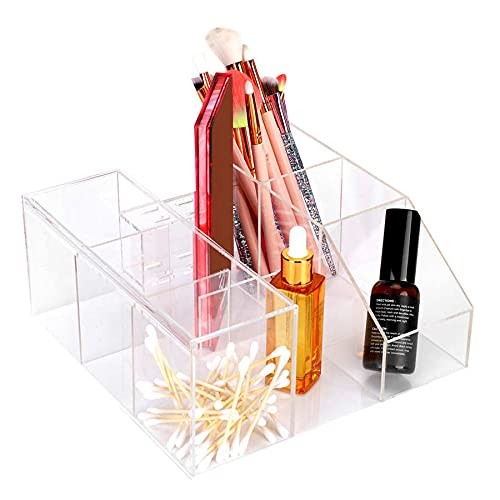 Acrylic Eyelash Tool Organizer Box with Dustproof Compartments - Beauty Storage