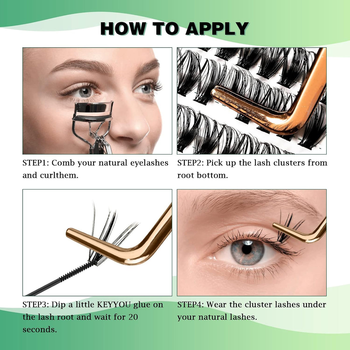 40D Lash Clusters 11mm Natural Volume Faux Eyelashes 300 Pcs DIY