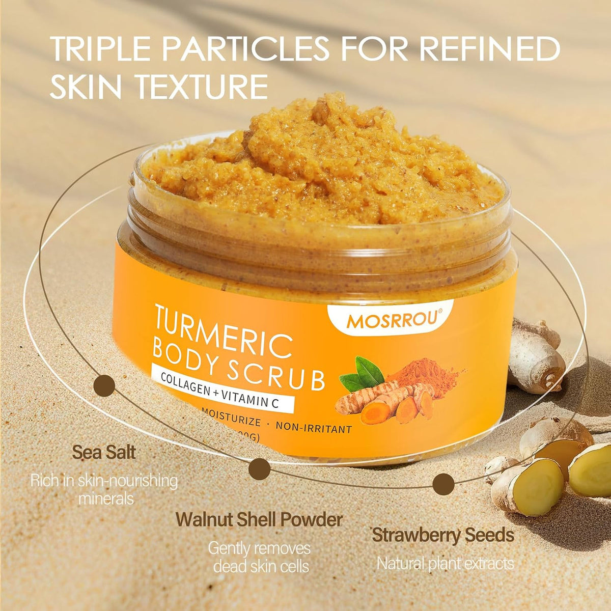 Turmeric Body Scrub Vitamin C Exfoliating Collagen Coconut Oil Dead