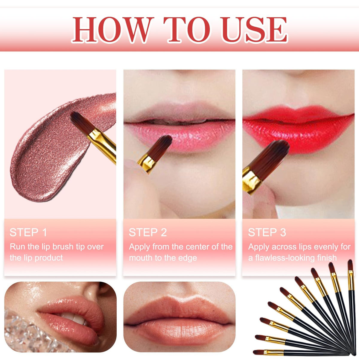 Disposable Lip Makeup Brushes Set - 100 Mini Applicators for Lip Gloss & Concealer