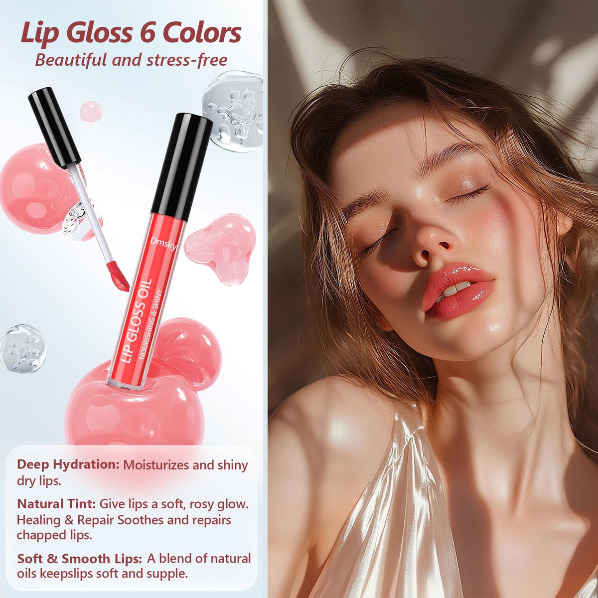 Lip Gloss Set with 6 Colors - Moisturizing & High-Shine Lip Oil - 12 Pack
