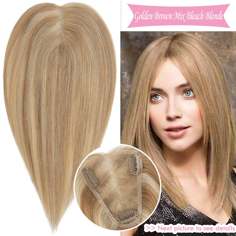 Remy Human Hair Topper Clip-In Lace Base Hairpiece for Women - Multiple Variants