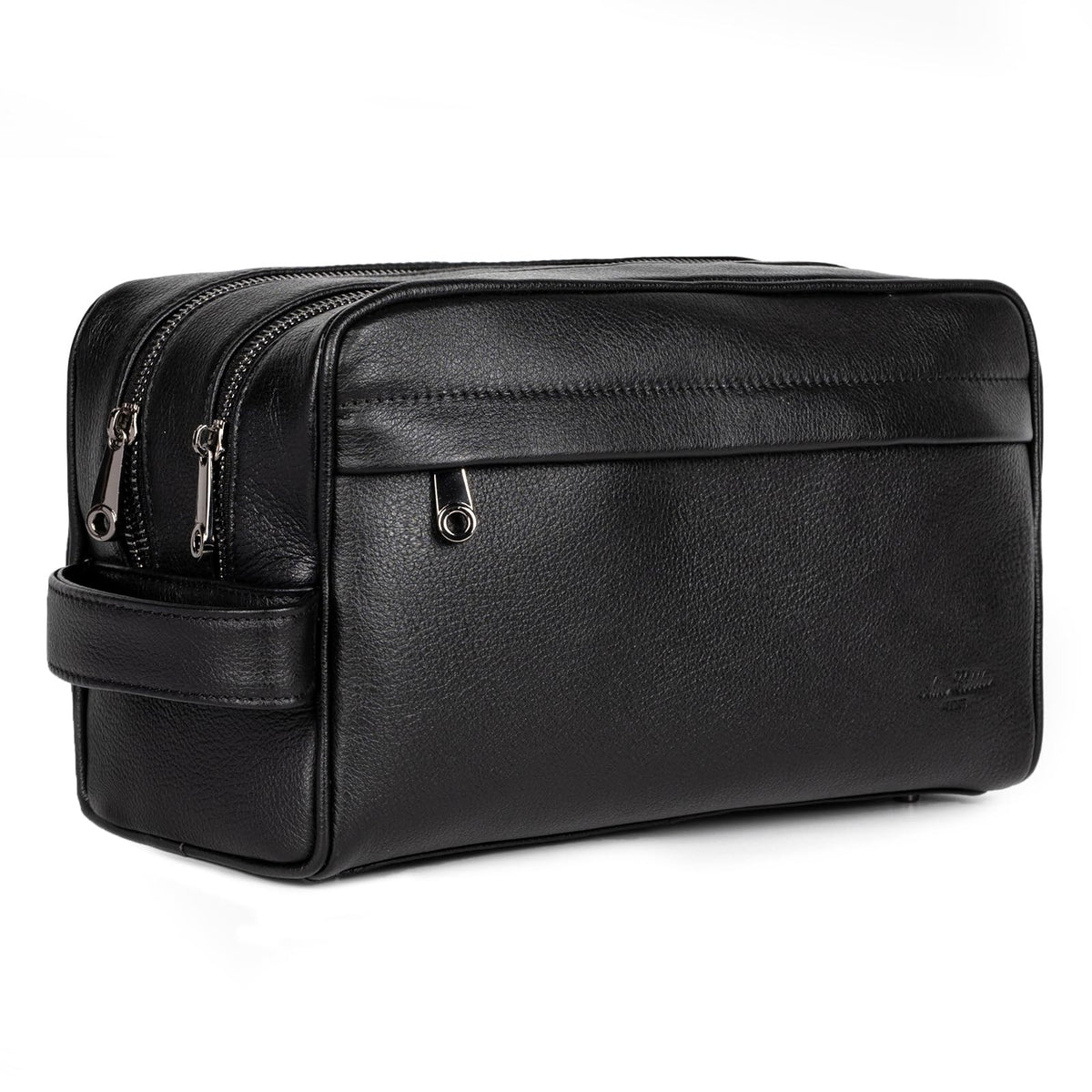 Leather Men’s Toiletry Bag Travel Organizer with Multiple Compartments