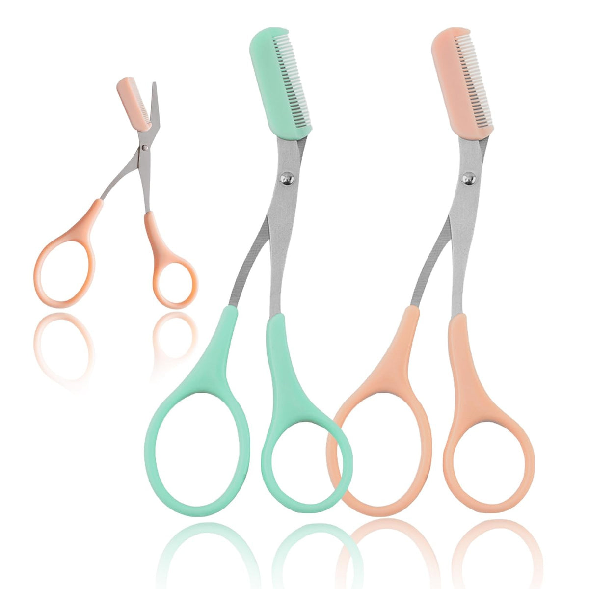 Eyebrow Trimmer Scissors Set - Men Women Stainless Steel, Colorful Handles