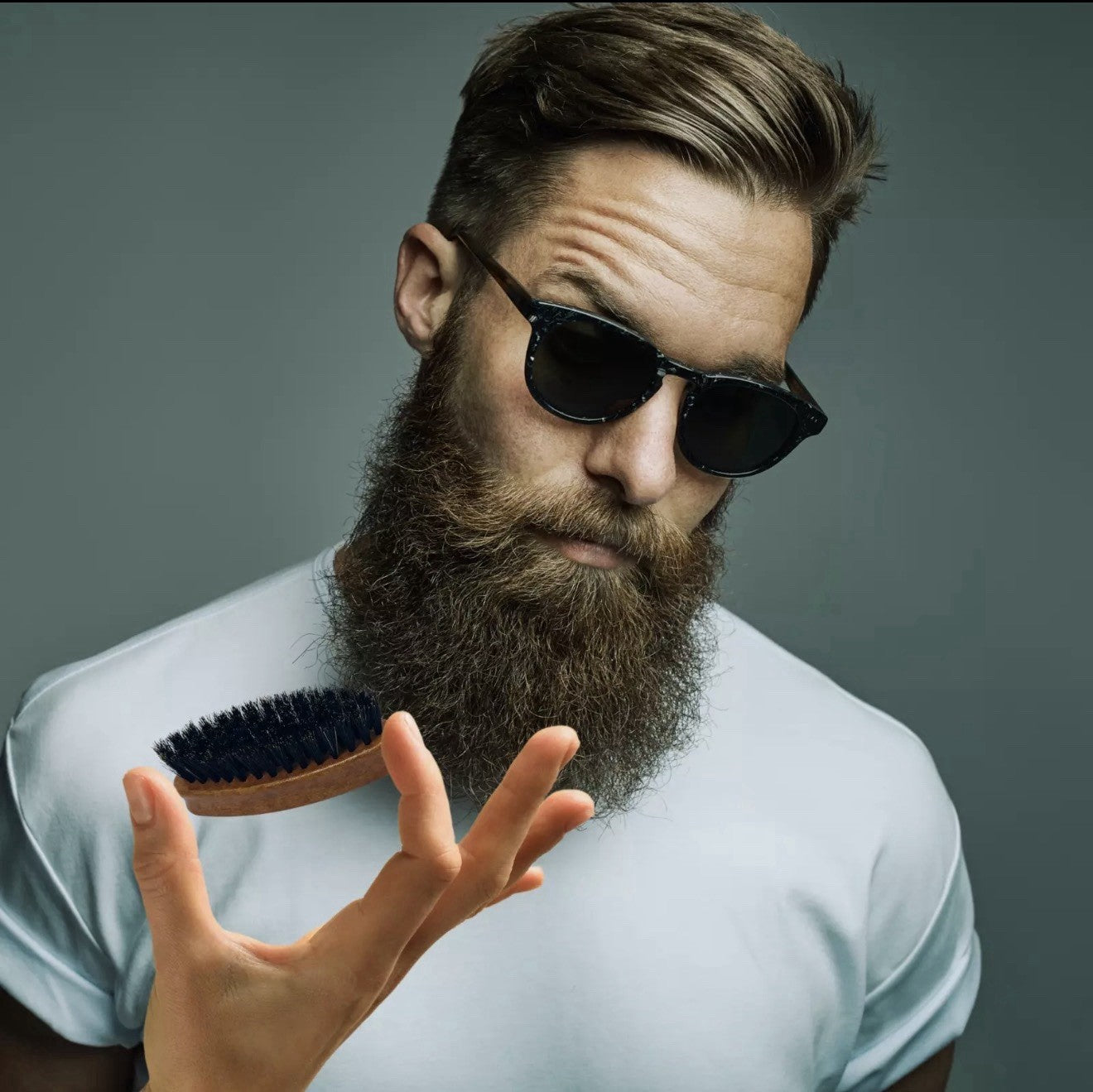 Mini Travel Beard Brush with 100% Boar Bristles - Portable Grooming Tool