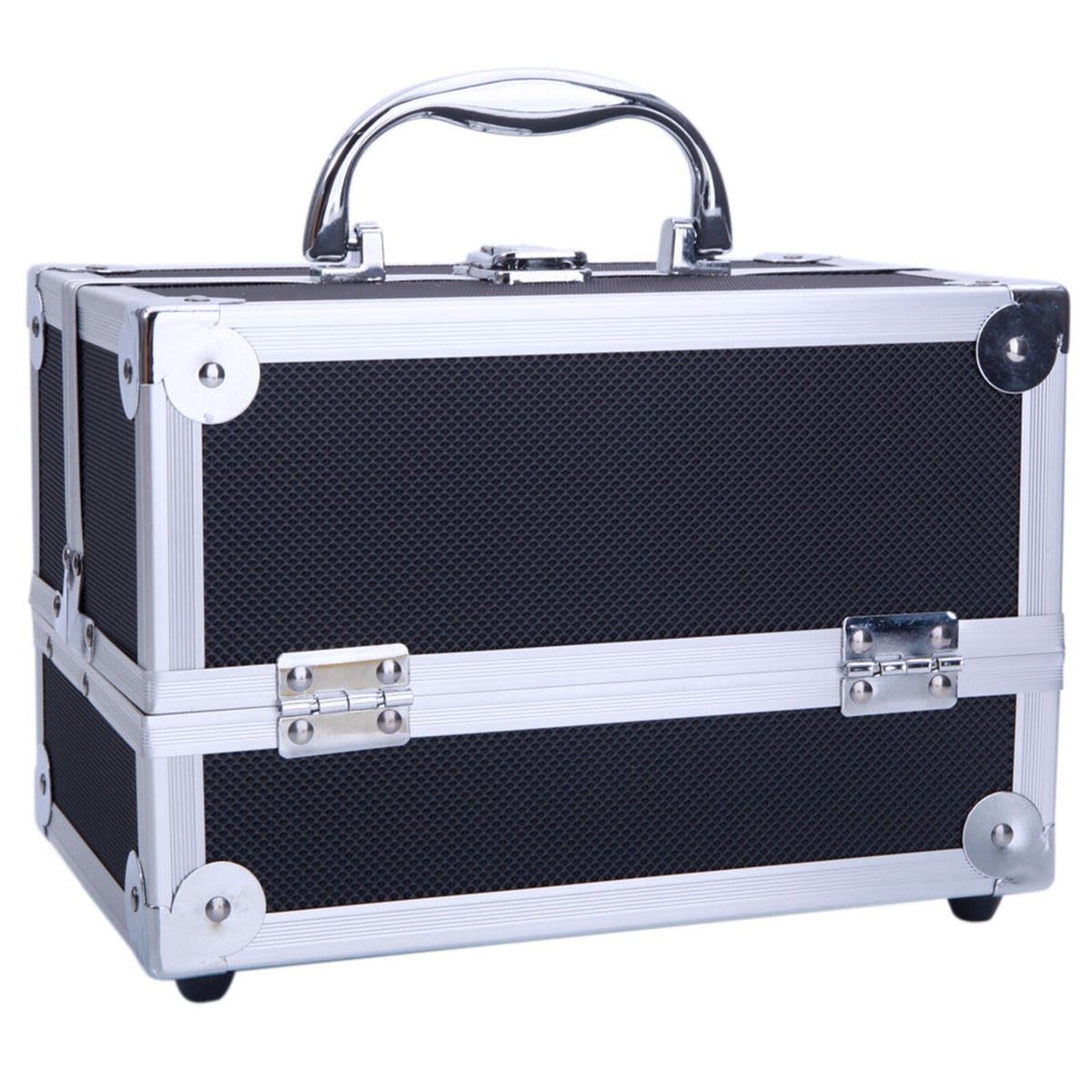Aluminum Makeup Train Case with Wheels, Portable Cosmetic Organizer