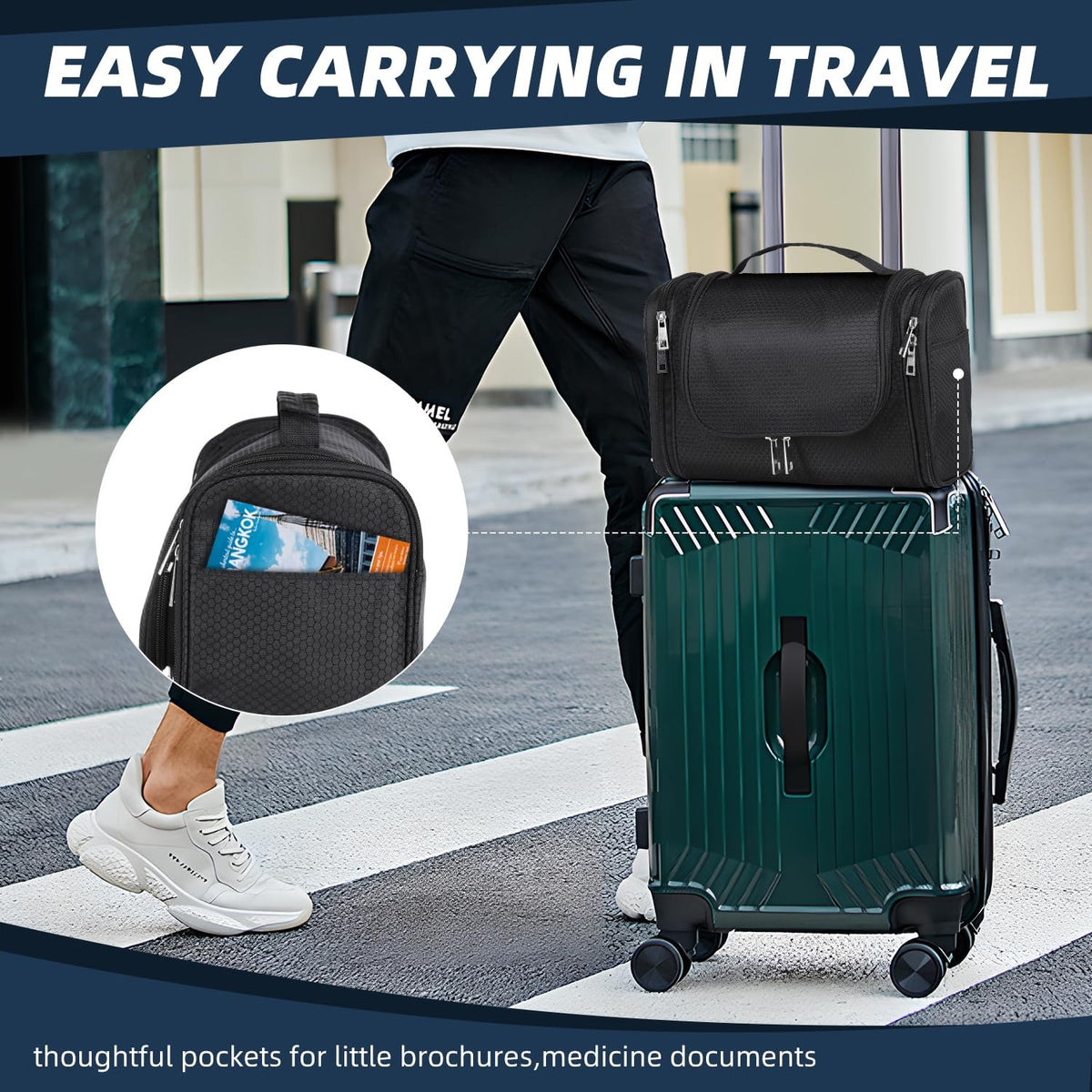 Large Capacity Water-Resistant Hanging Toiletry Bag for Travel