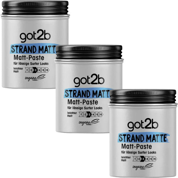Got2b Beach Matte Hair Paste - Surfer Look, 3 Pack