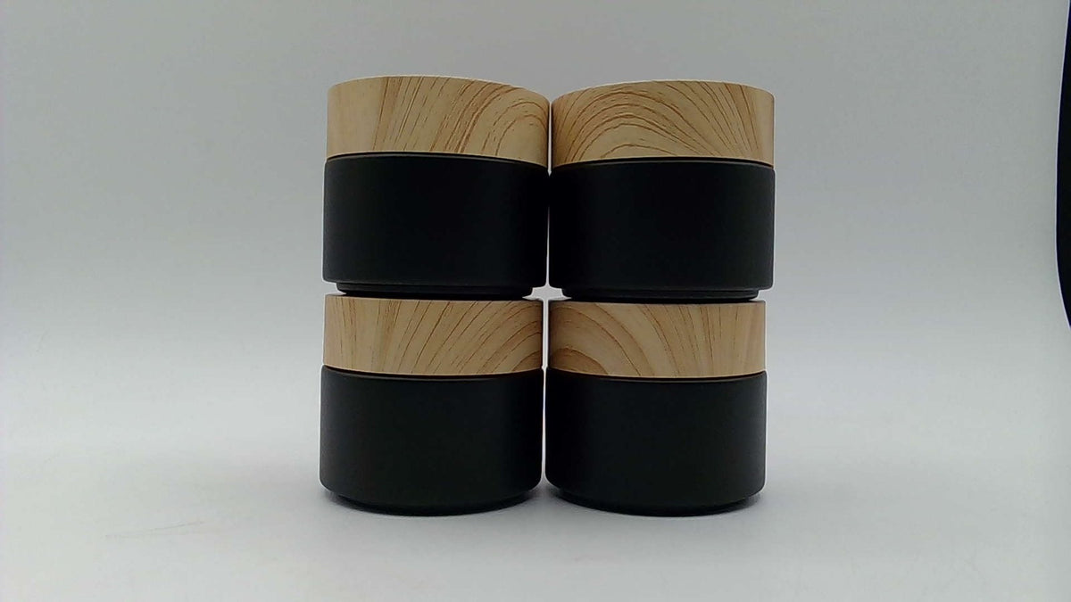 Black Wooden Cosmetic Jar - Minimalist Matte Black Container for Creams & Serums