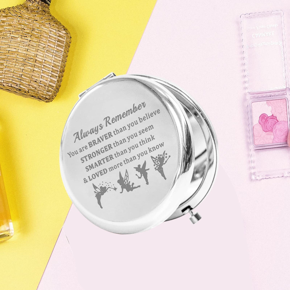 Compact Fairy Tale Pocket Mirror for Women and Girls - Cartoon Fairy Pixie Design