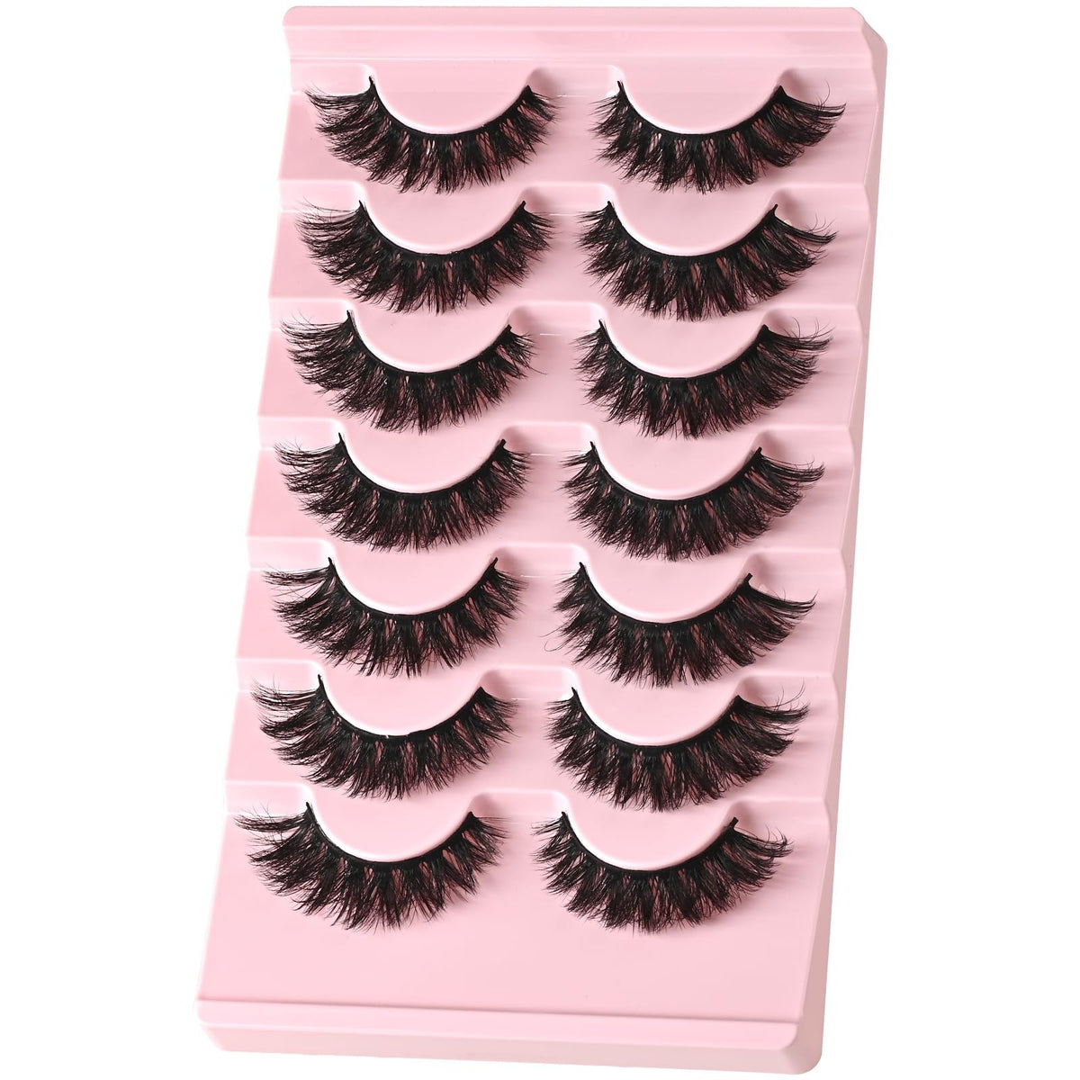 Cat Eye False Eyelashes Fluffy Wispy 7 Pairs Reusable Flared Lashes