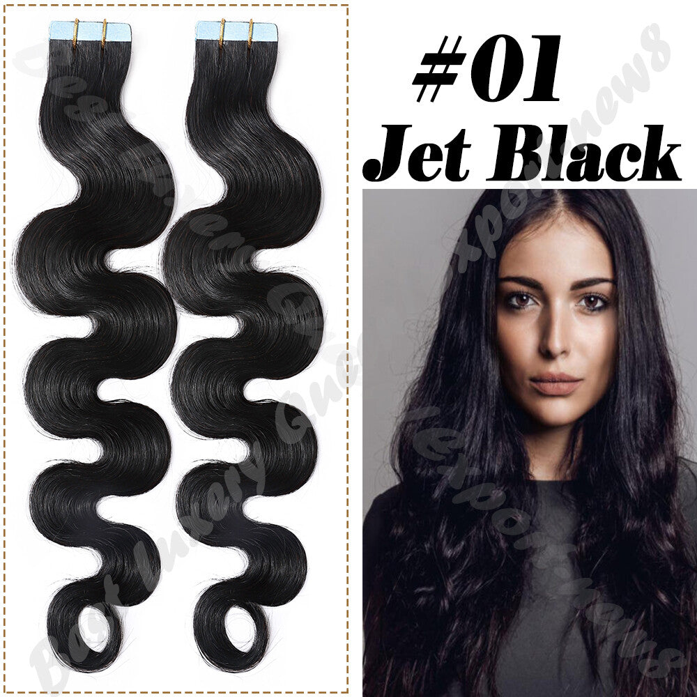 Thick Tape in Remy Human Hair Extensions Invisible Skin Weft Full Head