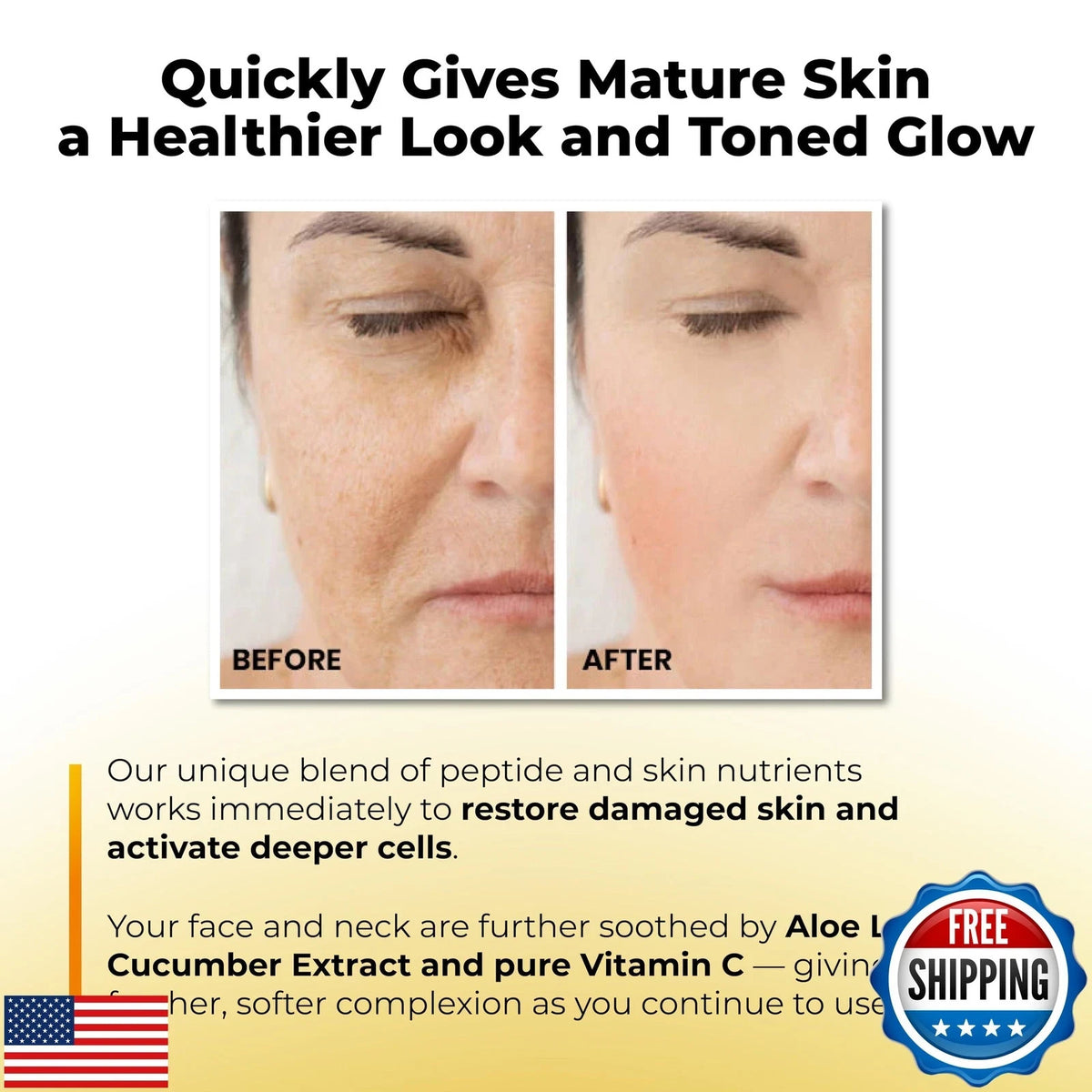 Peptide C Radiance Serum with Hyaluronic Acid - Anti-Aging & Brightening Face Serum, 30ml
