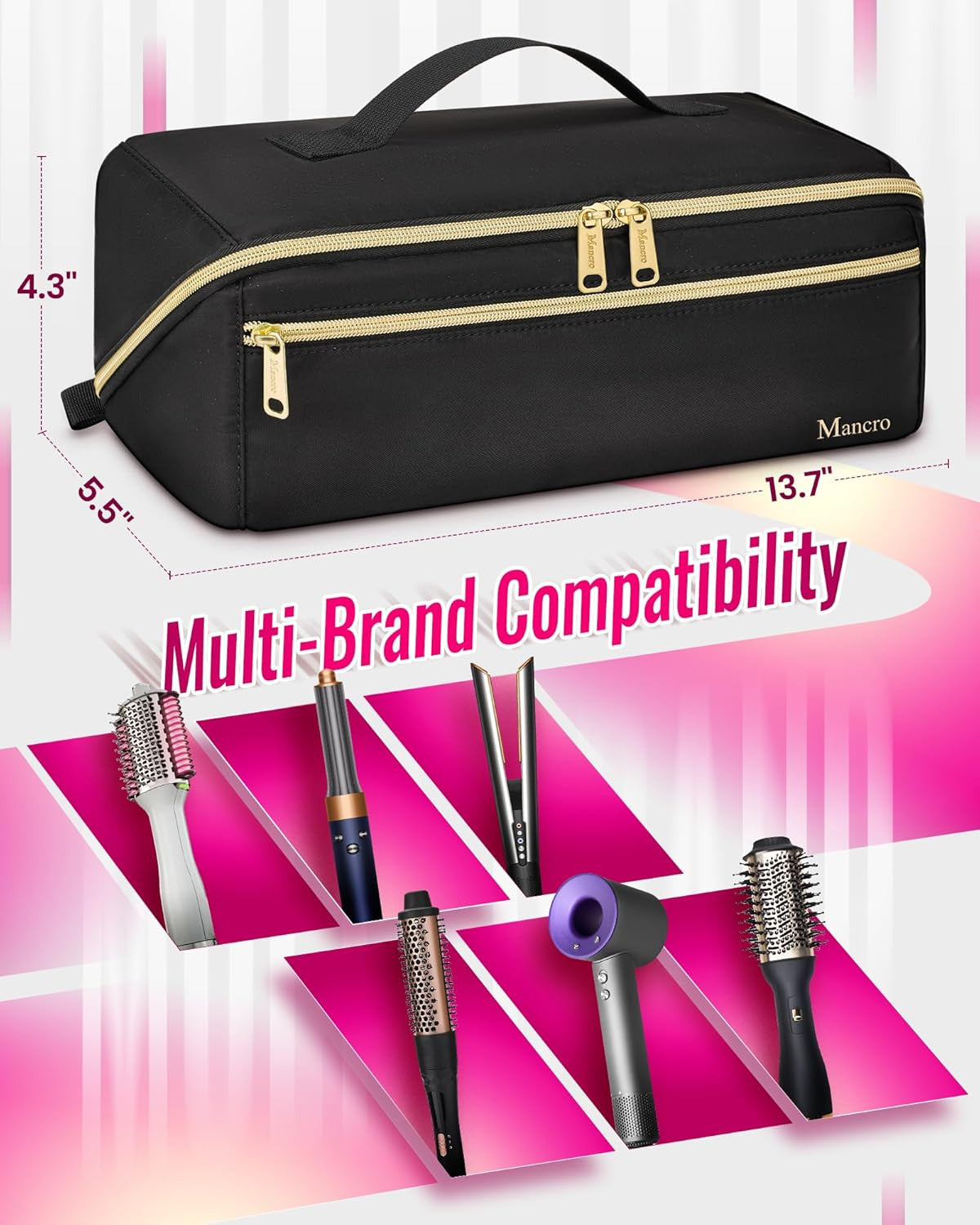 Travel Hair Tool Bag Compatible with Shark FlexStyle & Hair Dryers