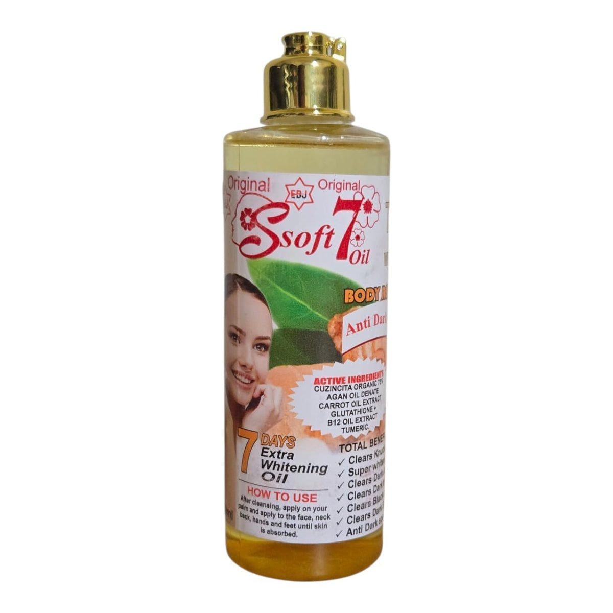 Soft 7 Turmeric Whitening & Glowing Body Oil with Honey - 250ml