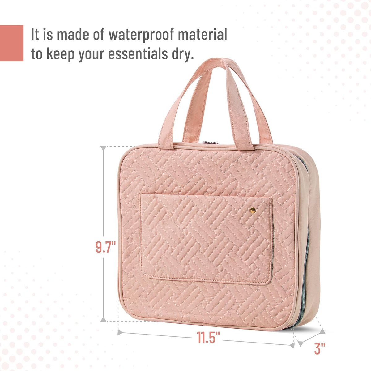 Travel Toiletry Bag Organizer Baby Pink, Foldable Water-Resistant Cosmetic Case