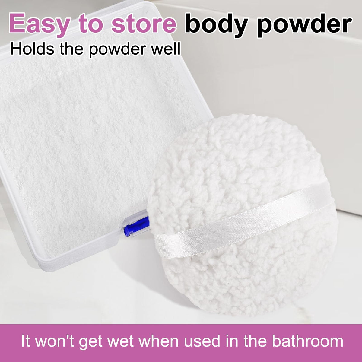 Reversible Body Powder Puff with Storage Case - Extra Large Soft Sponge