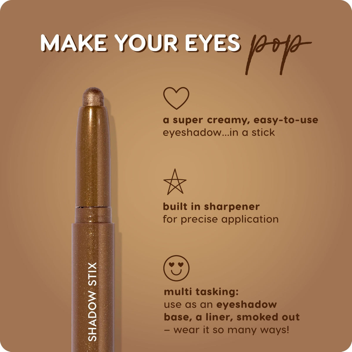Cream Eyeshadow Stick Bundle - Long-Lasting, Vibrant Colors, 4 Pack