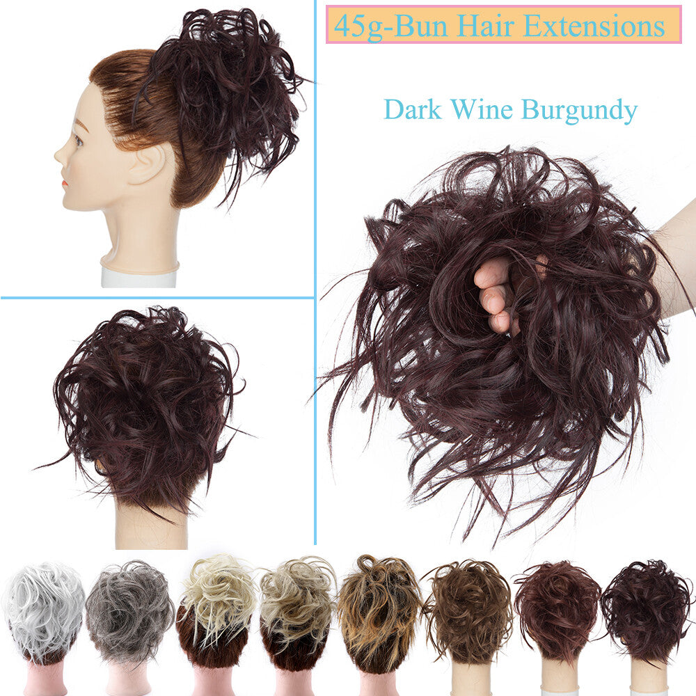 Large Messy Bun Hair Extension - Voluminous Synthetic Ponytail Wrap