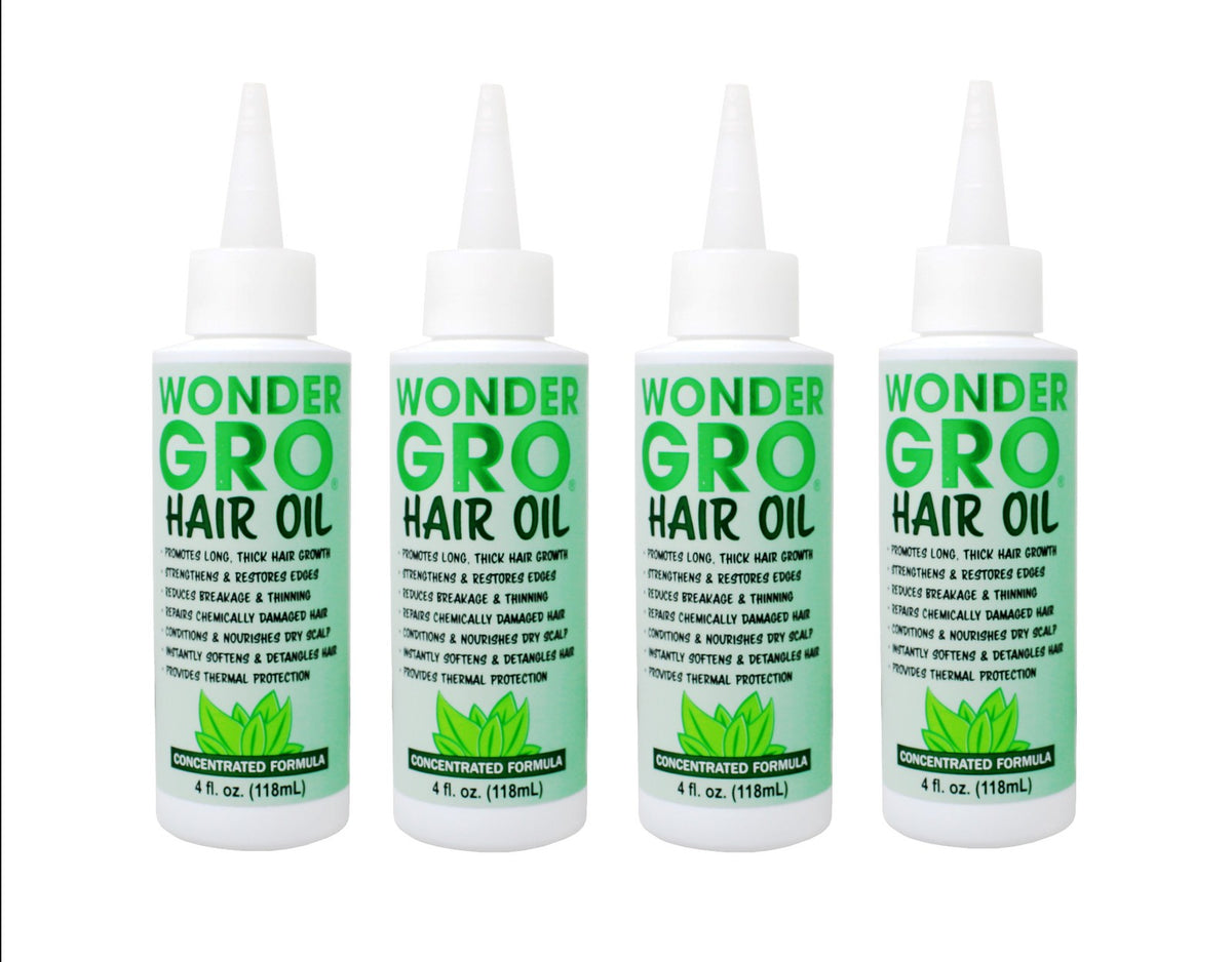 Hair Growth Oil 4 Pack - Natural Vitamins & Oils for Thick, Healthy Hair