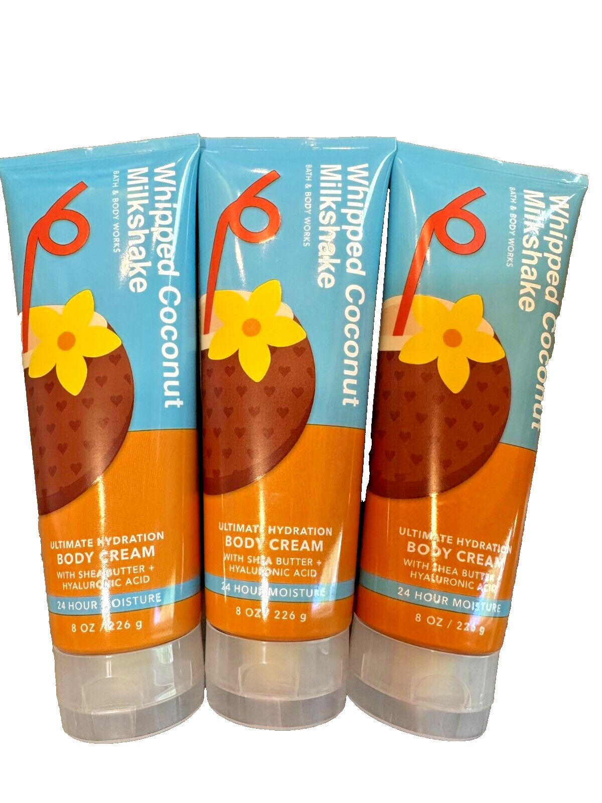 NEW Bath & Body Works Lot of 3 Tubes Whipped Coconut Milkshake Cream