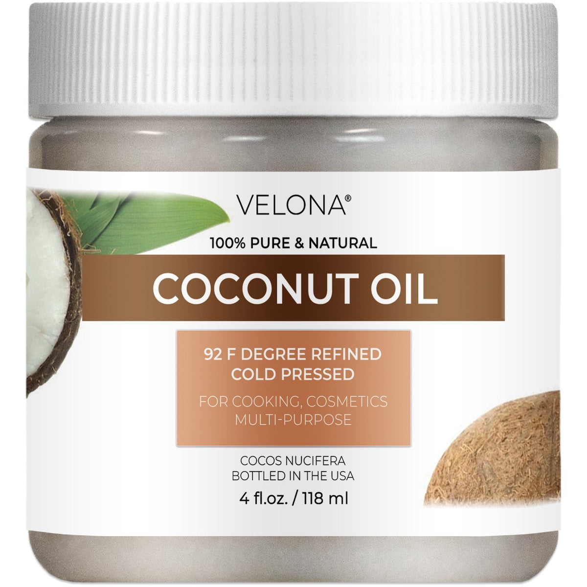 Pure Refined Coconut Oil 92 Degree - Multiple Sizes for Skincare & Cooking